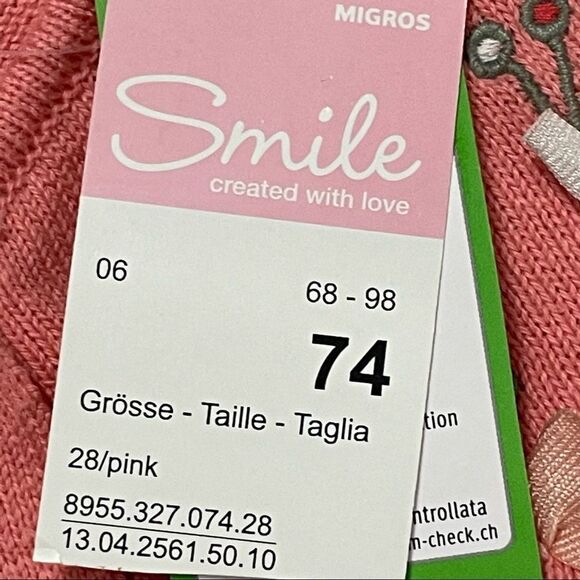 NWT Smile Brand Coral Baby Girl Button Up Sweater With Embroidery 12 months - Picture 9 of 10